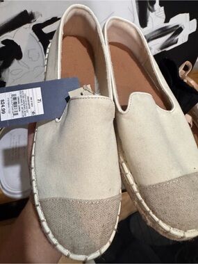 Target Cream Canvas Espadrille Flats with Tan Toe Cap